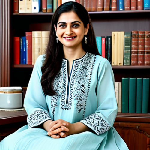 Home 8 **
"A professional female psychologist, fully clothed in a modest *shalwar kameez* with intricate embroidery, sits in a well-lit, comfortable office. Bookshelves line the walls. She is smiling gently, looking directly at the viewer. Safe for work, appropriate content, perfect anatomy, correct proportions, natural pose, professional headshot, family-friendly."
**