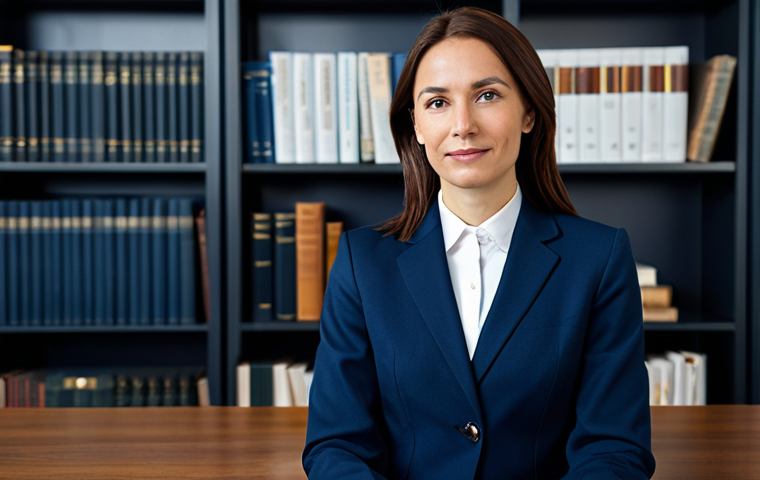 상담심리사 이직을 위한 준비 자료 - "A professional female psychologist in a modest, dark blue business suit, sitting in a well-lit offi...