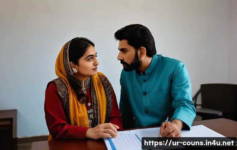 상담심리사와 정신과 전문의의 협업 사례 - A professional mental health clinic scene featuring a Pakistani psychologist and a female counselor ...