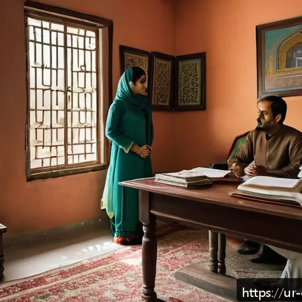 상담심리사 주요 중점 과목 - A serene counseling session set in a modern, culturally sensitive Pakistani office, featuring a fema...